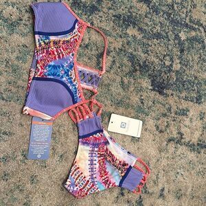 NWT Kuleana Women's Tie Dye Like Top & Bottom Two Piece Set Size Small